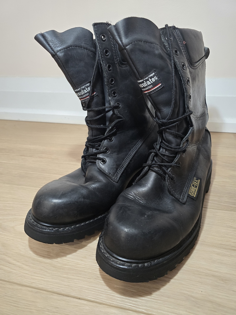3M Thinsulate Black Men's Lace-Up Leather Work Boots